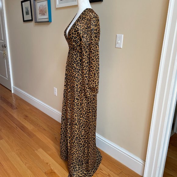 Wrap Effect Leopard Print Silk Chiffon Maxi Dress from Michelle Mason - Picture 3 of 11
